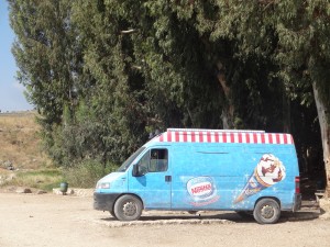 Ice cream truck at the spring